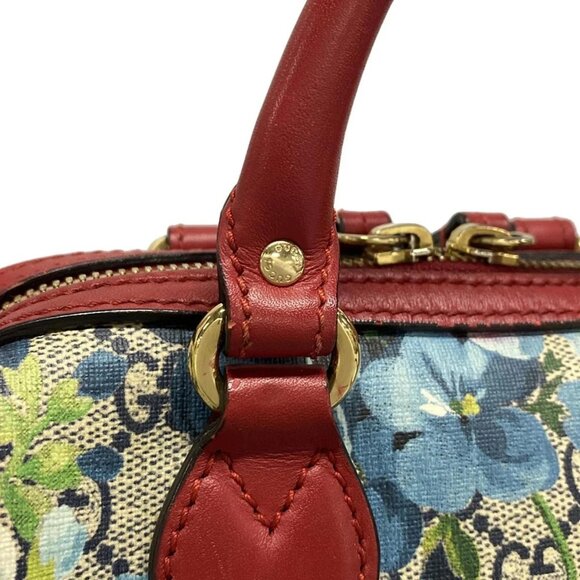 Auth GUCCI GG Blooms 432123 Navy Red Multi PVC Leather Handbag - Picture 10 of 15